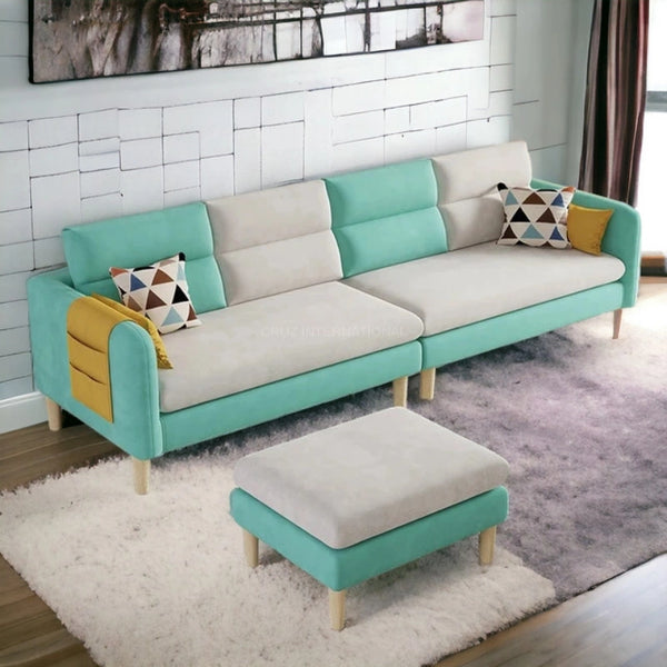 Retro Cute Look 3 Seater L Shape Fabric Sofa - Table - CRUZ INTERNATIONAL - Furniture Store