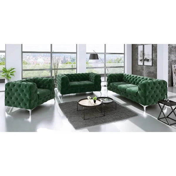 Button Tufted Chester Sofa Set: 3+2+1 - Wall Shelves - CRUZ INTERNATIONAL - Furniture Store