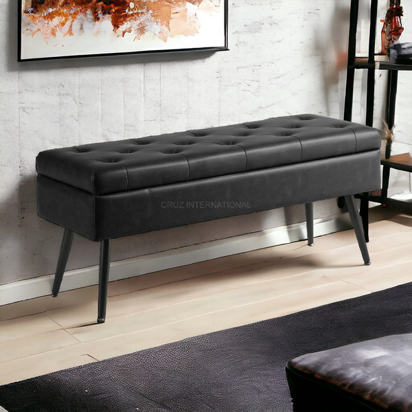 Chic Ottoman Bench with Generous Storage - Bench - CRUZ INTERNATIONAL - Furniture Store