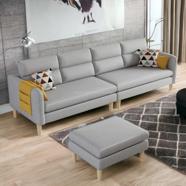 Retro Cute Look 3 Seater L Shape Fabric Sofa - Table - CRUZ INTERNATIONAL - Furniture Store