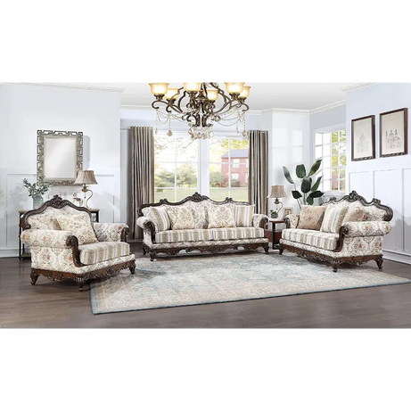 Classic & Luxury Home Carving Teakwood Sofa (6 Seater with Table) CRUZ INTERNATIONAL