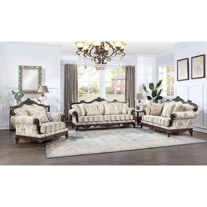 Classic & Luxury Home Carving Teakwood Sofa (6 Seater with Table) CRUZ INTERNATIONAL