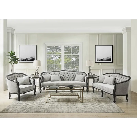 Classic Royal Black Carving Teakwood Sofa (6 Seater with Table) CRUZ INTERNATIONAL