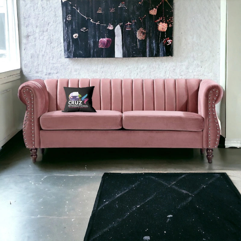 Royal Fabric 3 Seater Sofa Couch for Your Living Room, Office (Rosegold)