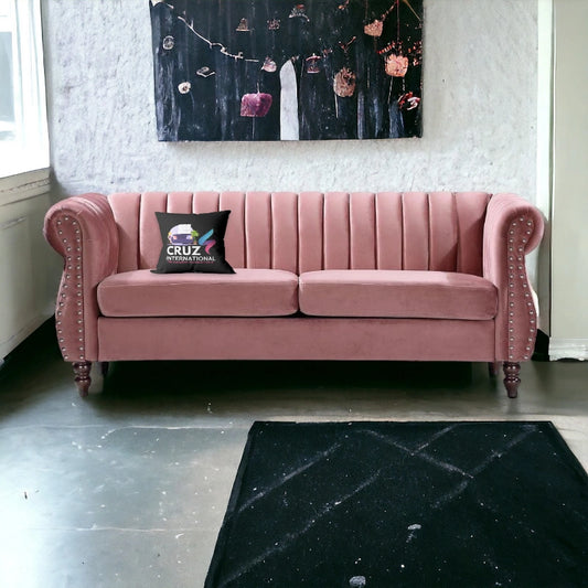 Royal Fabric 3 Seater Sofa Couch for Your Living Room, Office (Rosegold)