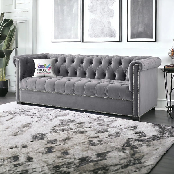 Royal Fabric 3 Seater Sofa Couch for Studio - Sofa - CRUZ INTERNATIONAL - Furniture Store