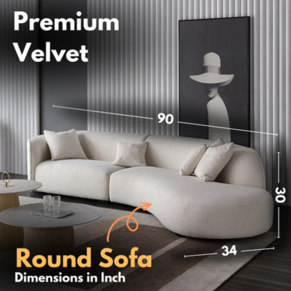Solid Wood Round Sofa | Off White - Sofa - CRUZ INTERNATIONAL - Furniture Store