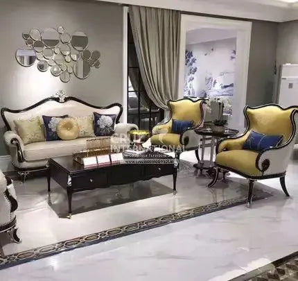 Malta Luxury Sofa Set | 7 Seaters | Teakwood CRUZ INTERNATIONAL