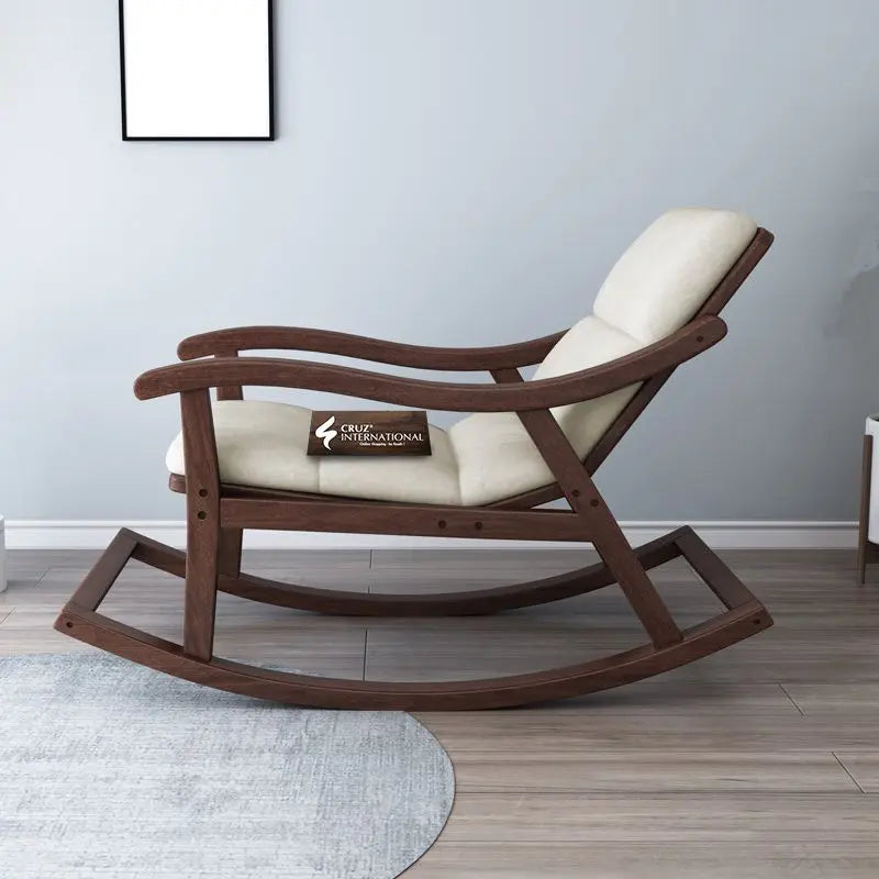Premium Ralph House Rocking Chair | Rosewood | 13 Fabric Colour Available CRUZ INTERNATIONAL