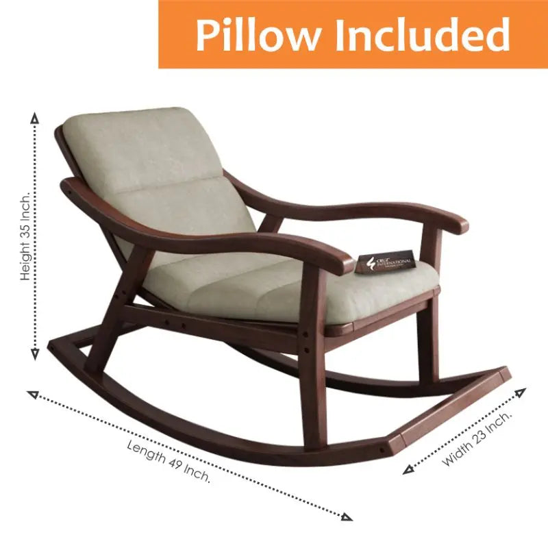 Premium Ralph House Rocking Chair | Rosewood | 13 Fabric Colour Available CRUZ INTERNATIONAL