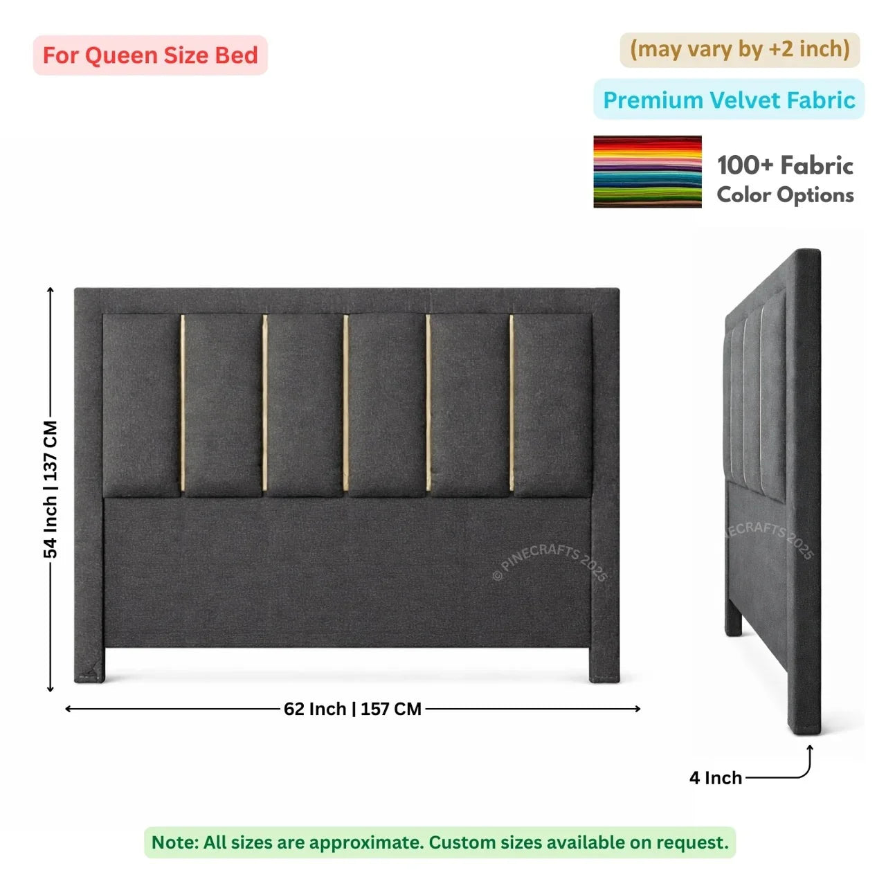 Floor Standing Upholstered Bed Headboard Only - headboard - CRUZ INTERNATIONAL - Furniture Store