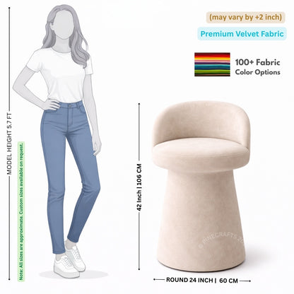 Luxury Sculpted Velvet Bar Chair | Legs-Free Pedestal Design | Premium Upholstered Bar Stool for Home & Café - BAR CHAIR - CRUZ INTERNATIONAL - Furniture Store
