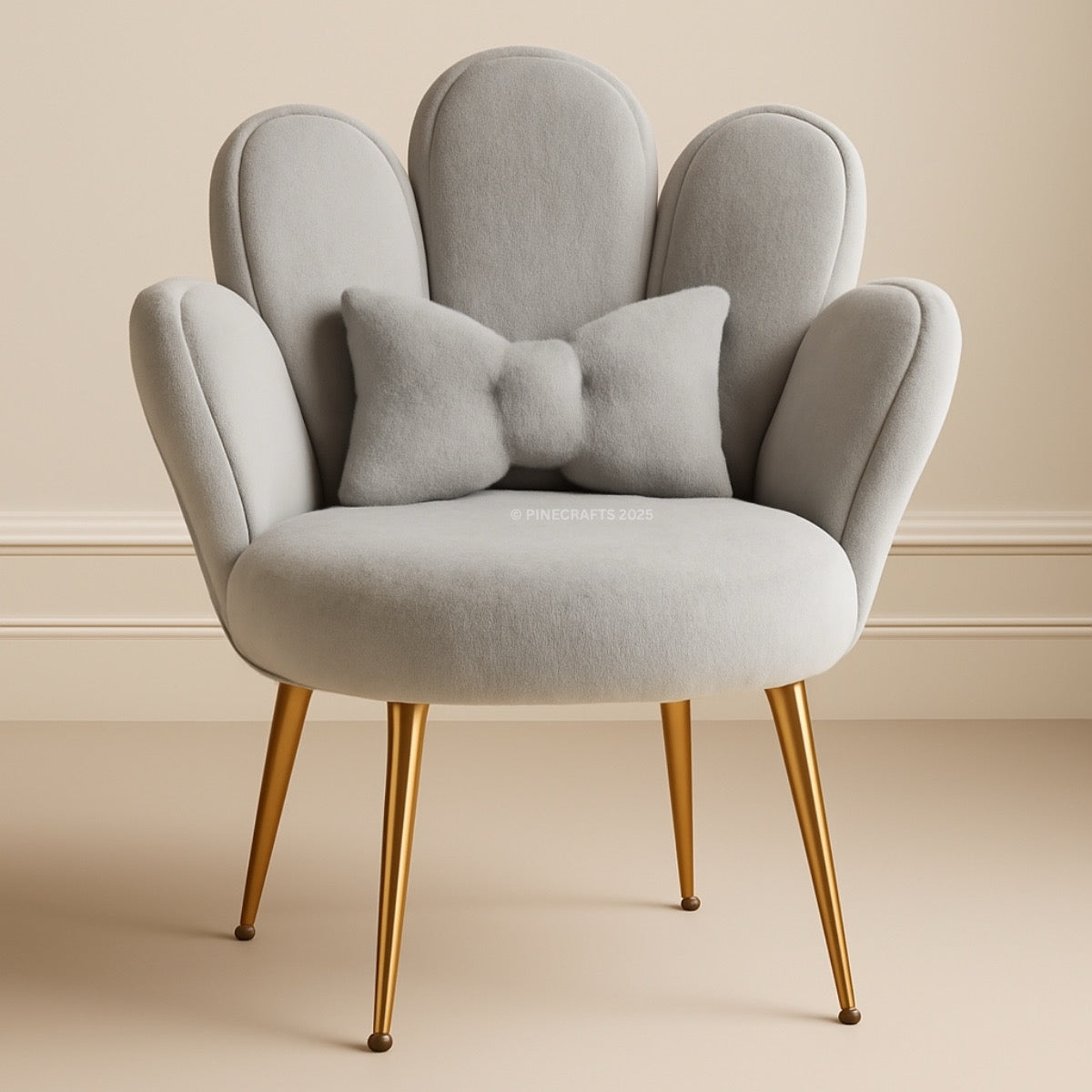 Gray chair with gold legs on a beige background