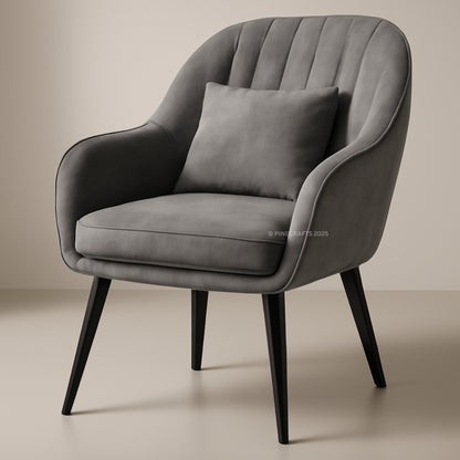 Gray armchair with a cushion on a beige background