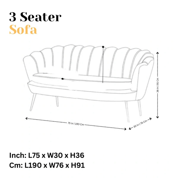 Modern Cute Look 3 Seater Fabric Sofa for Home - - CRUZ INTERNATIONAL - Furniture Store