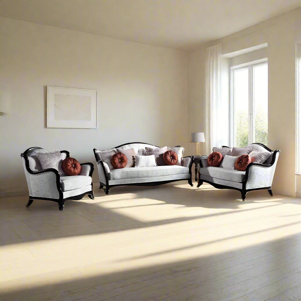 Royal Black Carving Teakwood Sofa - Sofa - CRUZ INTERNATIONAL - Furniture Store