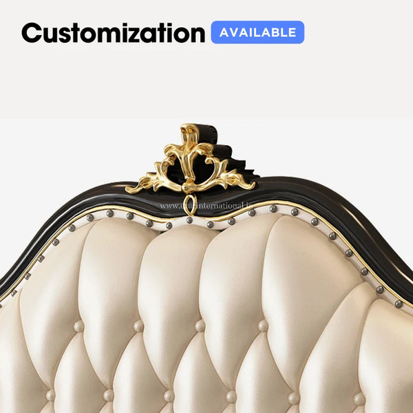Black Maharaja Carving Bed (With Golden) - Bed - CRUZ INTERNATIONAL - Furniture Store