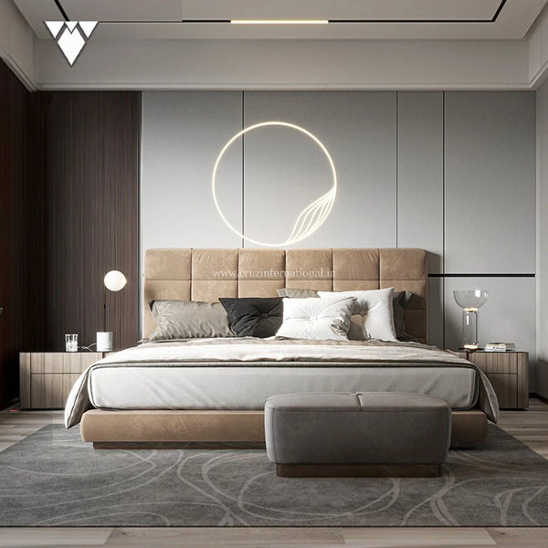 Modern Cushion Bed (Suede Fabric) - Bed - CRUZ INTERNATIONAL - Furniture Store