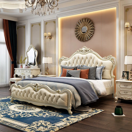 White Maharaja Carving Bed