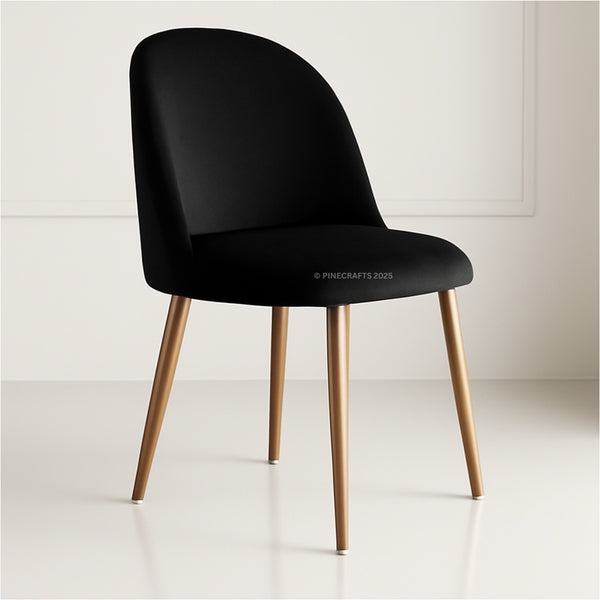 Black chair with wooden legs on a white background
