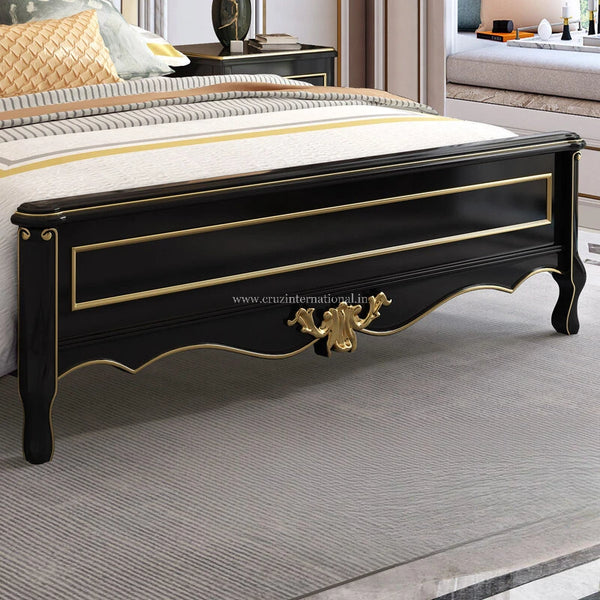 Black Maharaja Carving Bed (With Golden) - Bed - CRUZ INTERNATIONAL - Furniture Store