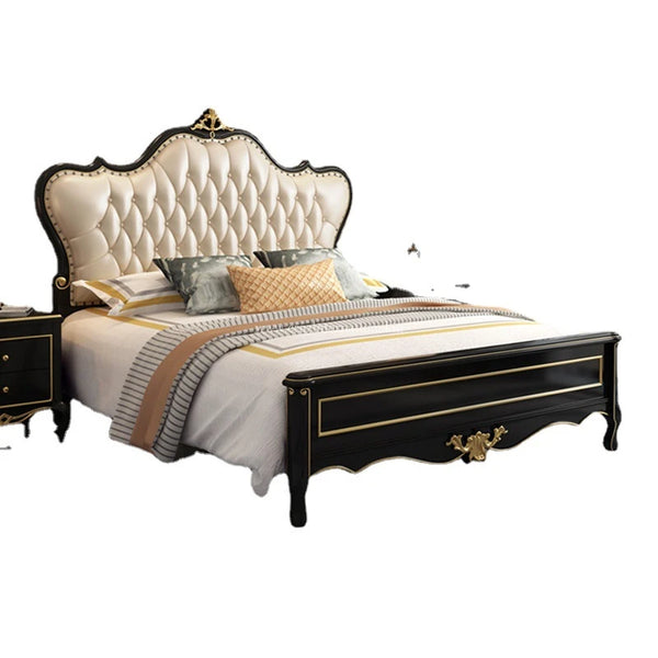 Black Maharaja Carving Bed (With Golden) - Bed - CRUZ INTERNATIONAL - Furniture Store