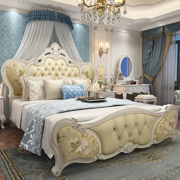 Maharaja Beautiful Carving Cushion Bed - Bed - CRUZ INTERNATIONAL - Furniture Store