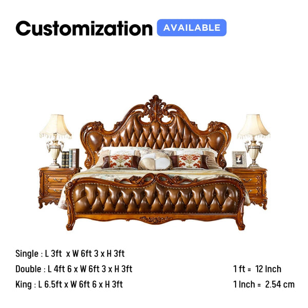 Natural Maharaja Carving Bed - Bed - CRUZ INTERNATIONAL - Furniture Store