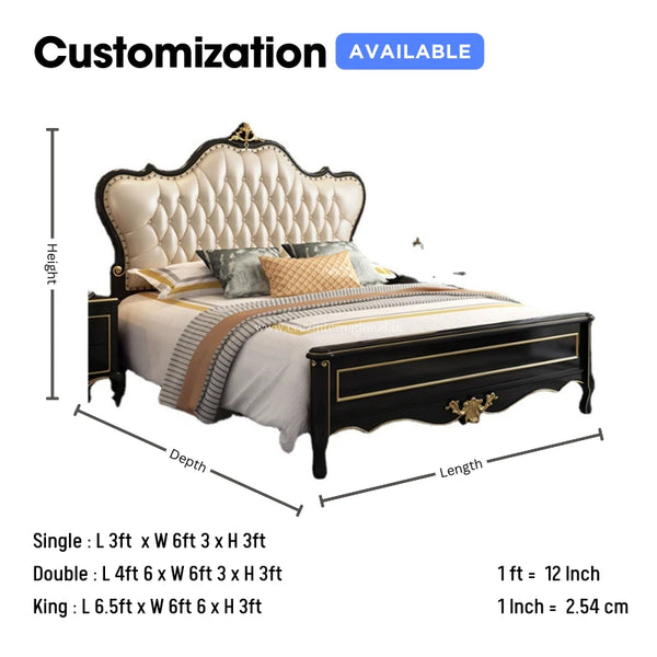 Black Maharaja Carving Bed (With Golden) - Bed - CRUZ INTERNATIONAL - Furniture Store