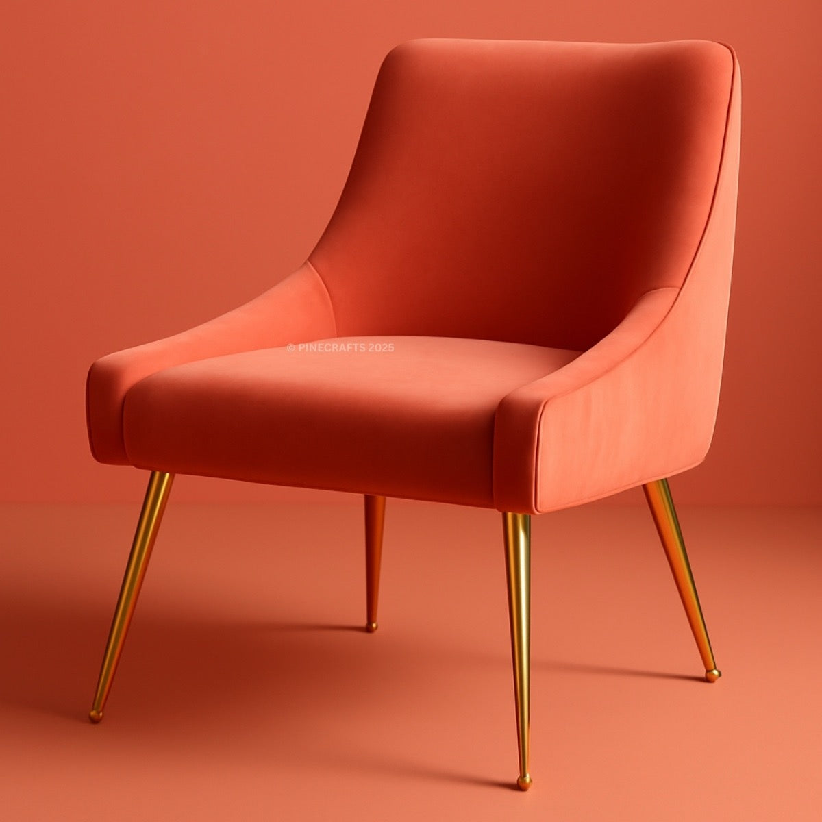 Pink chair with gold legs on a matching pink background