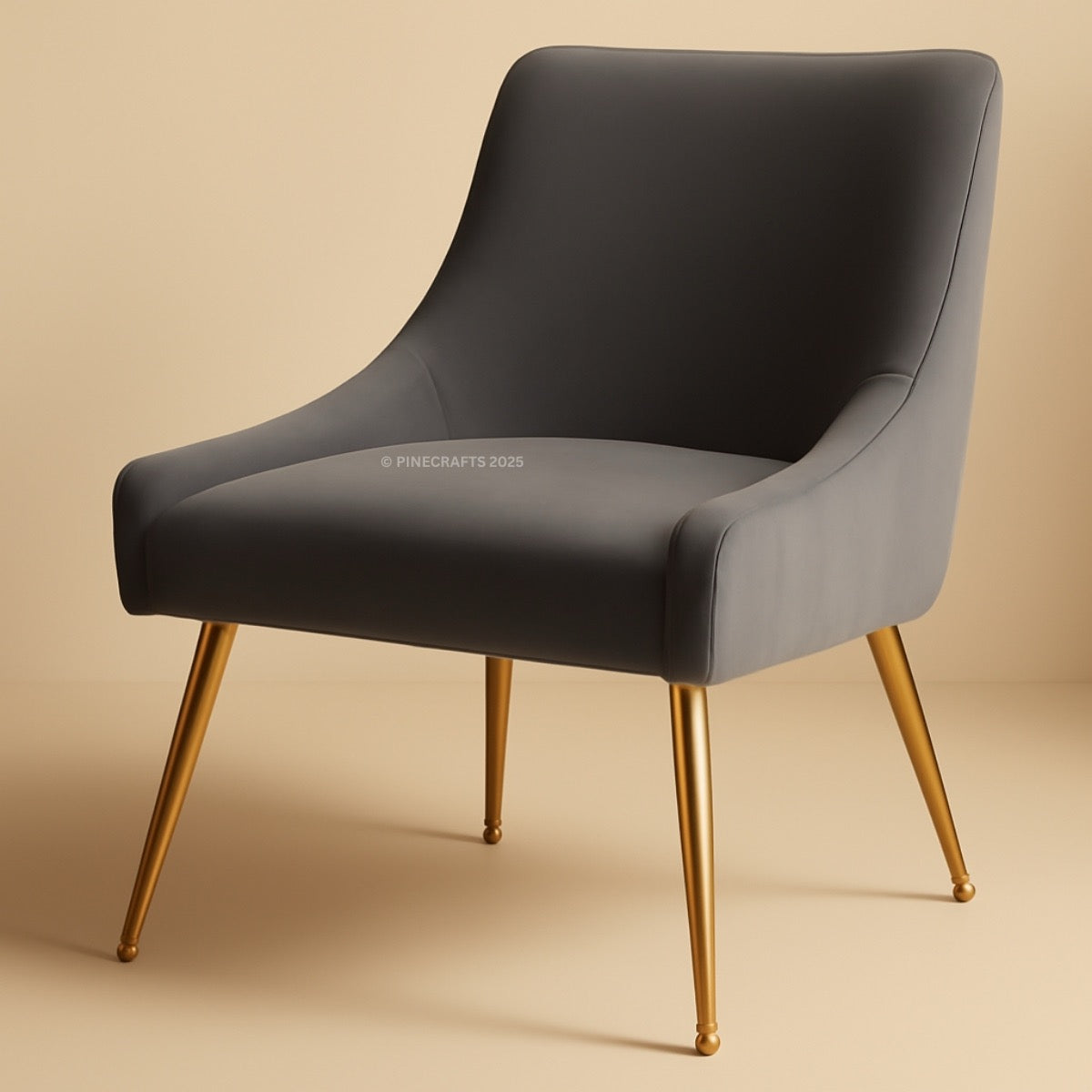 Gray chair with gold legs on a beige background