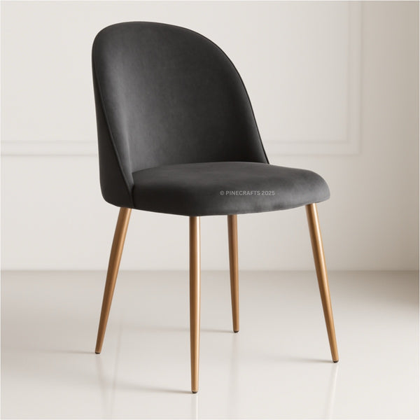 Black chair with wooden legs on a white background