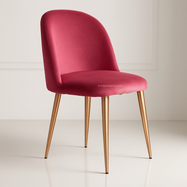 Red chair with gold legs on a white background