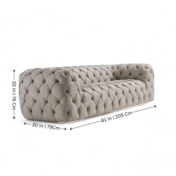 Button Tufted Design Cute Look 3 Seater Fabric Sofa - Table - CRUZ INTERNATIONAL - Furniture Store