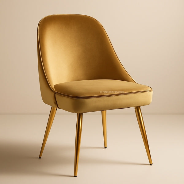 Gold chair with a beige background