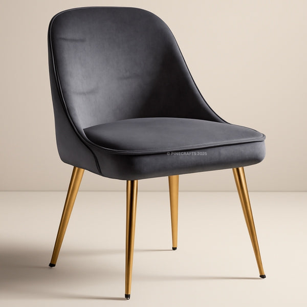 Gray chair with gold legs on a beige background