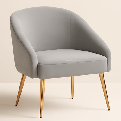 Gray armchair with gold legs on a beige background