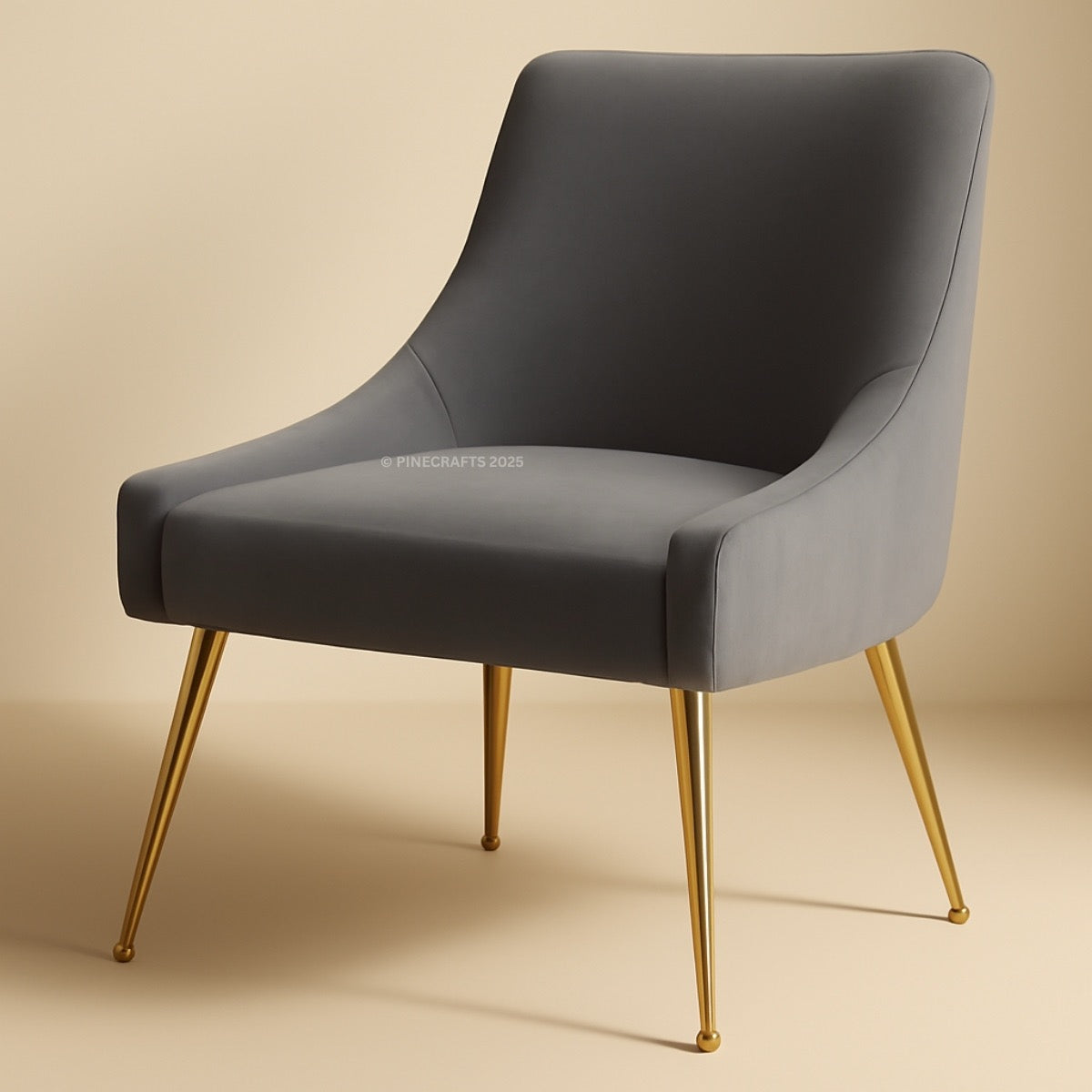 Gray chair with gold legs on a beige background