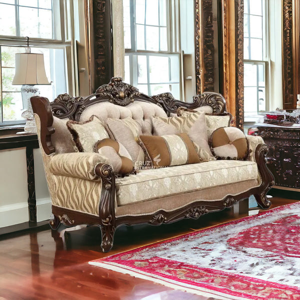 Royal Natural Carved - Sofa - CRUZ INTERNATIONAL - Furniture Store