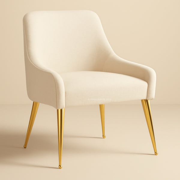 Beige chair with gold legs on a beige background