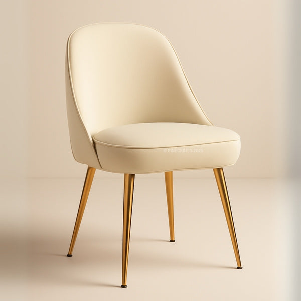 Beige chair with gold legs on a beige background