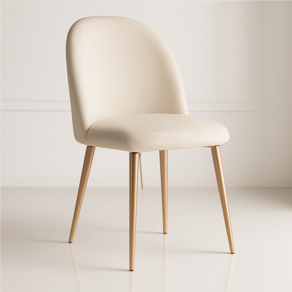Beige chair with wooden legs on a light background