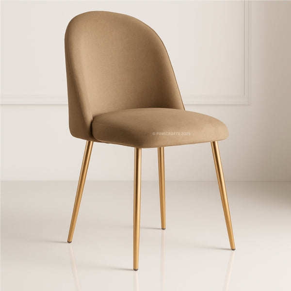 Beige chair with gold legs on a white background