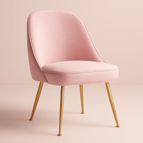 Pink chair with gold legs on a pink background