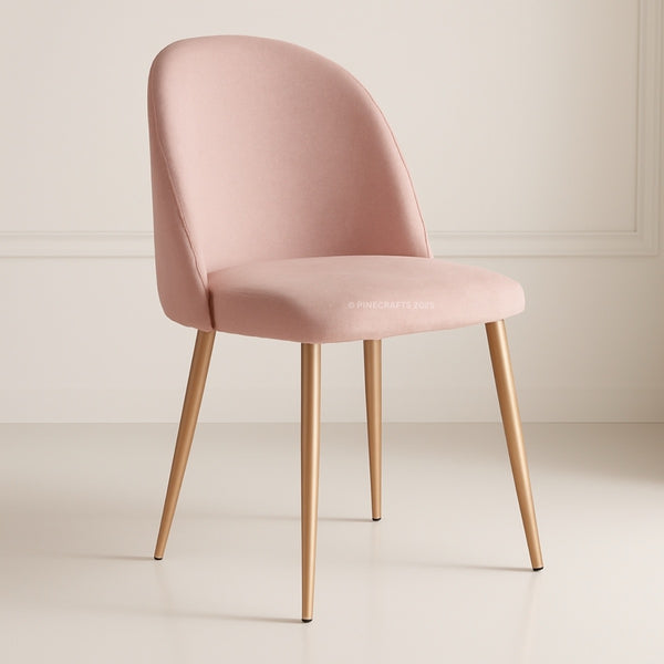 Pink chair with gold legs on a light background