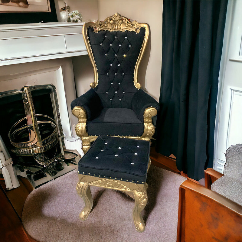 Antique Maharaja Chair + Ottoman | 1 Seater