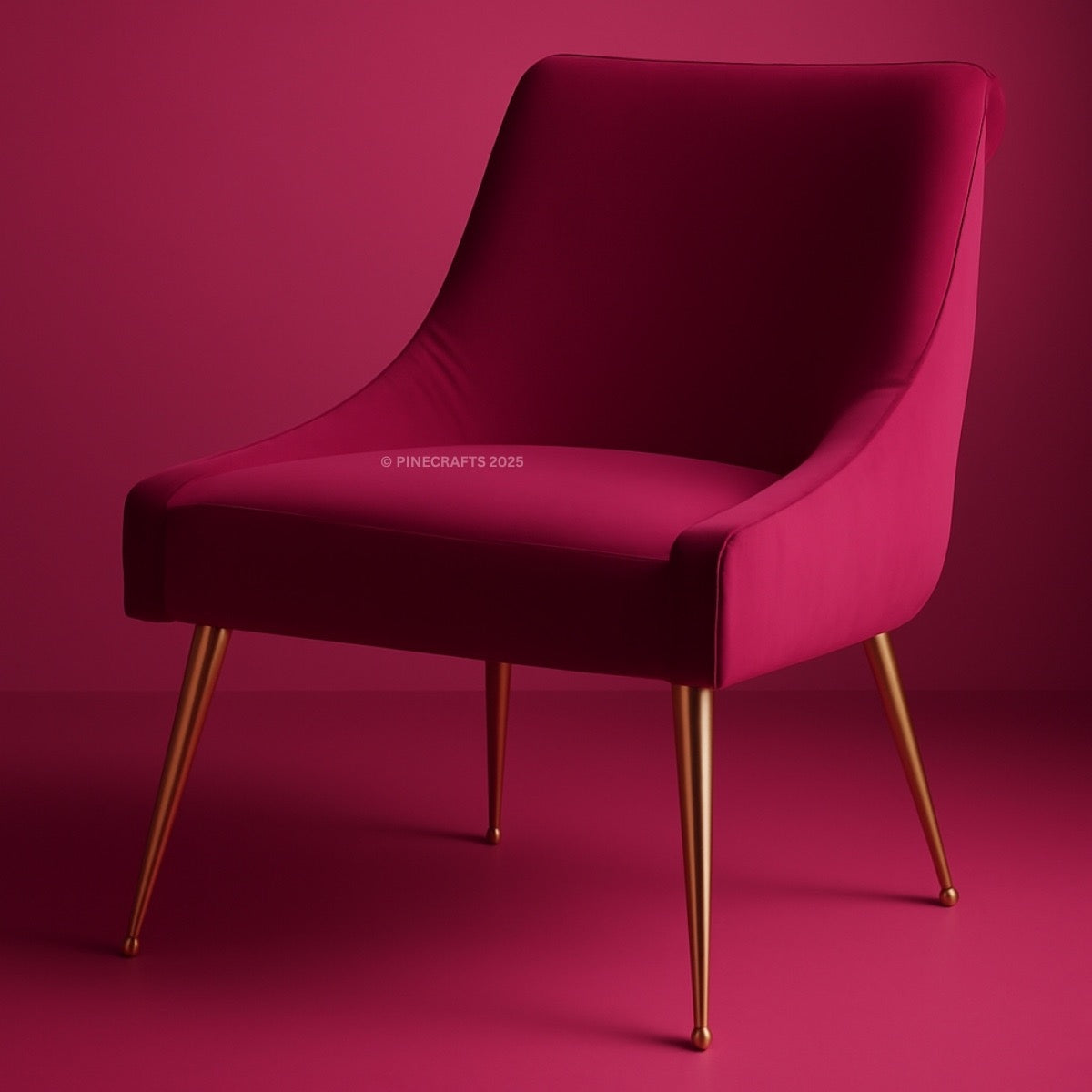Pink chair with gold legs on a pink background
