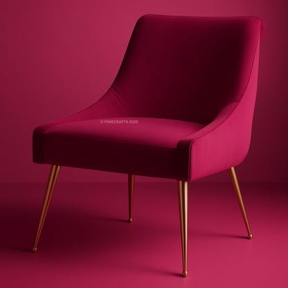 Pink chair with gold legs on a pink background