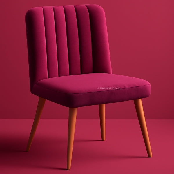 Pink chair with wooden legs on a matching pink background