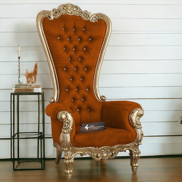 Velvet upholstered Maharaja Chair - Living Room Chair - CRUZ INTERNATIONAL - Furniture Store